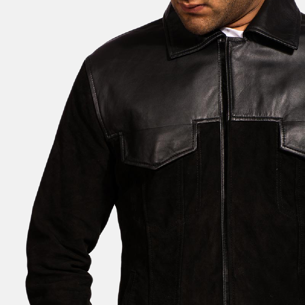 Mens Fusion Black Suede Leather Jacket